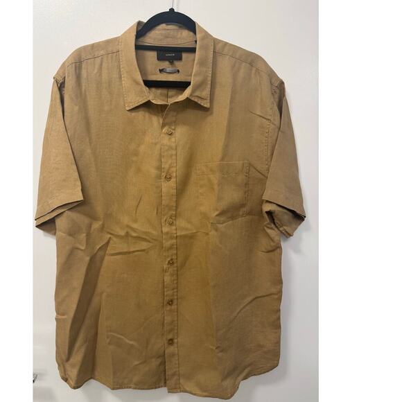 Vince Men's 100% Linen XL Short Sleeve Button Down Brown - Picture 2 of 5